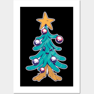 CARTOON CHRISTMAS TREE Posters and Art